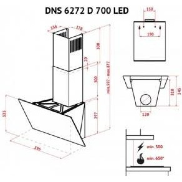 Витяжка похила Perfelli DNS 6272 D 700 WH LED