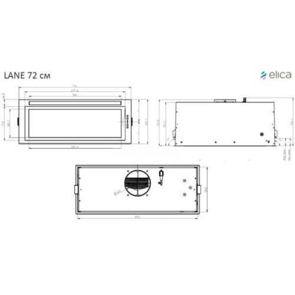 Витяжка вбудована Elica ENTER BL MAT/A/72