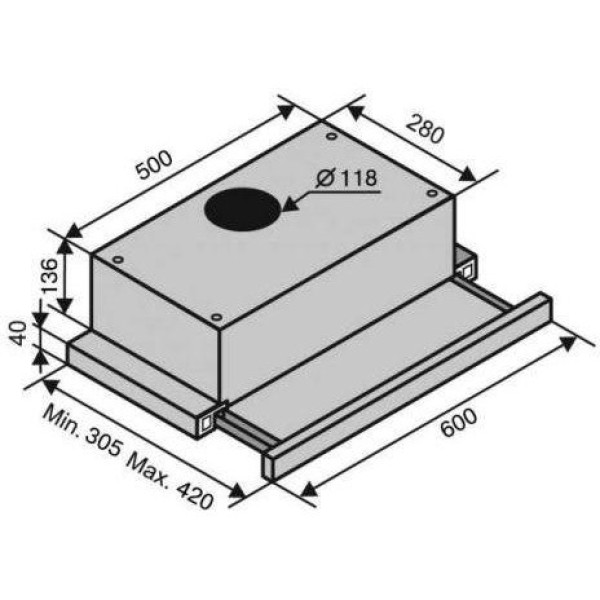 Витяжка телескопічна Ventolux GARDA 60 BK (800) SMD LED