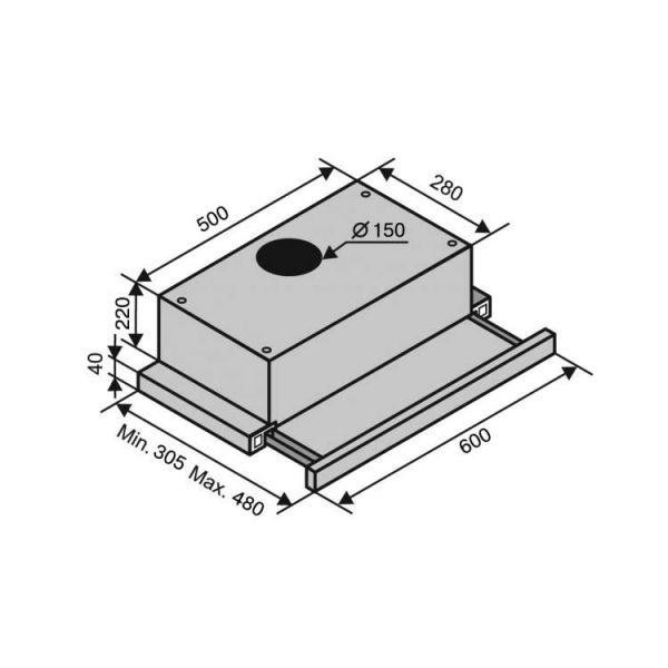 Витяжка телескопічна Ventolux GARDA 60 INOX (1300) SMD LED