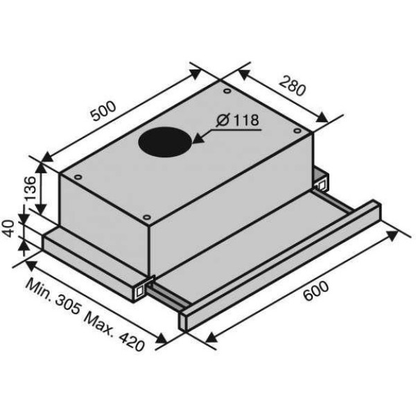 Витяжка телескопічна Ventolux GARDA 60 INOX (750) SMD LED