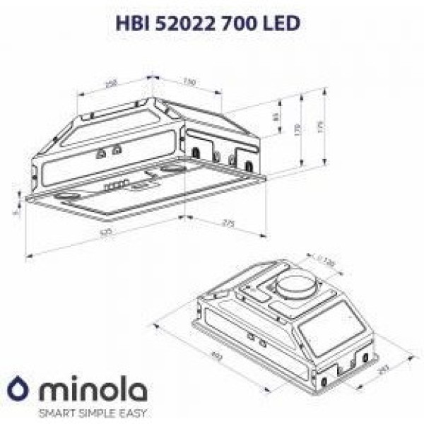 Витяжка вбудована Minola HBI 52022 BL 700 LED