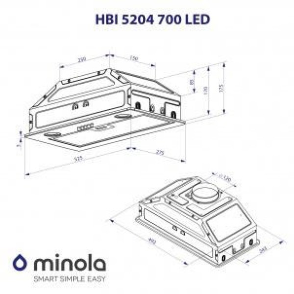 Витяжка вбудована Minola HBI 5204 IV 700 LED