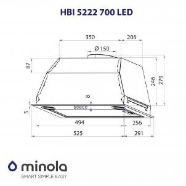Витяжка вбудована Minola HBI 5222 BLF 700 LED