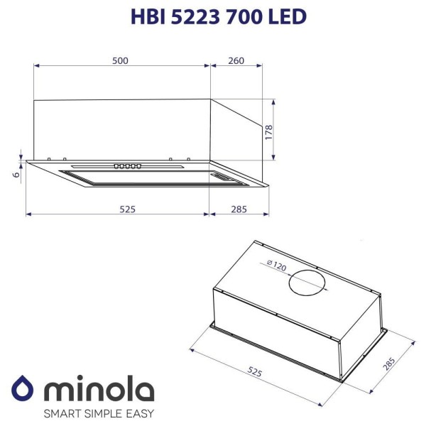 Витяжка вбудована Minola HBI 5223 I 700 LED