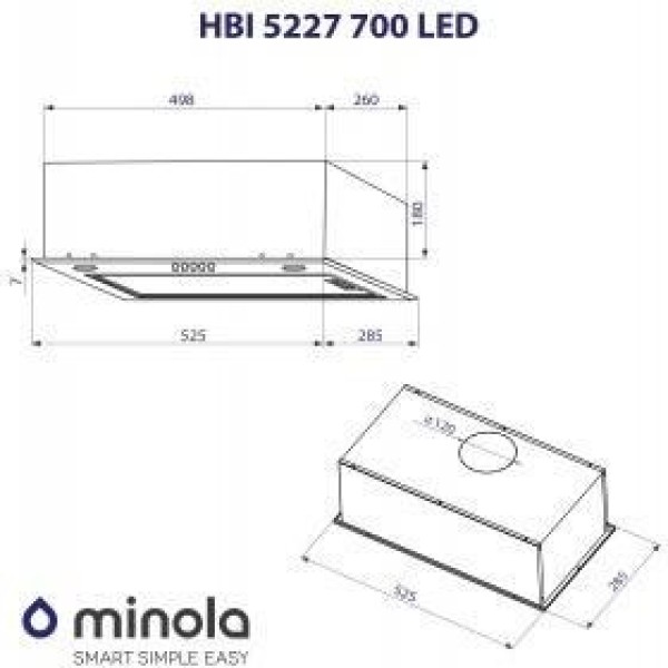 Витяжка вбудована Minola HBI 5227 WH 700 LED