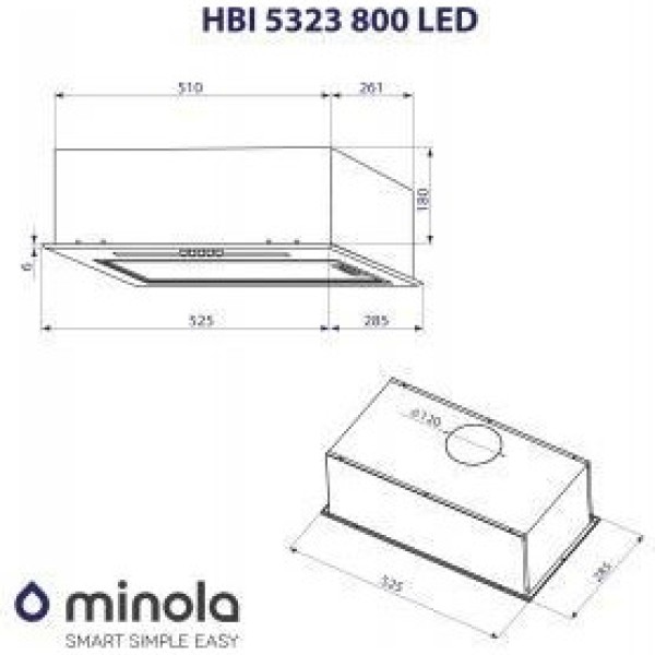 Витяжка вбудована Minola HBI 5323 BL 800 LED