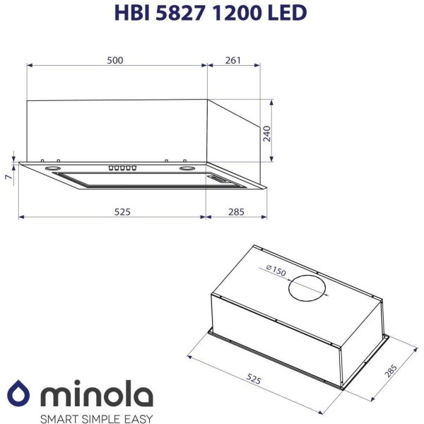 Витяжка вбудована Minola HBI 5323 I 800 LED
