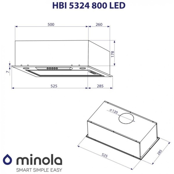 Витяжка вбудована Minola HBI 5324 I 800 LED