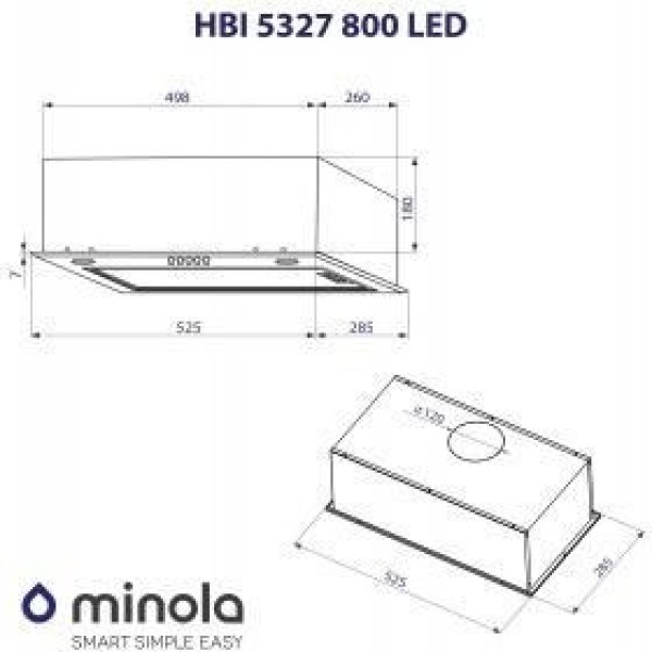 Витяжка вбудована Minola HBI 53270 BL 800 LED