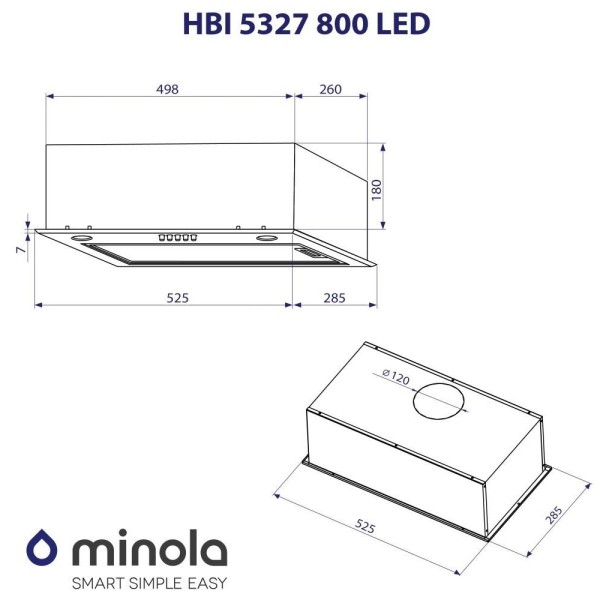 Витяжка вбудована Minola HBI 5327 I 800 LED