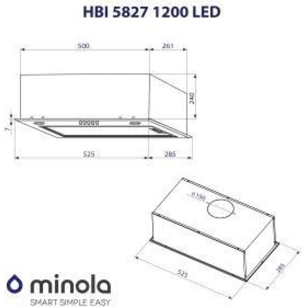 Витяжка вбудована Minola HBI 58270 BL 1200 LED
