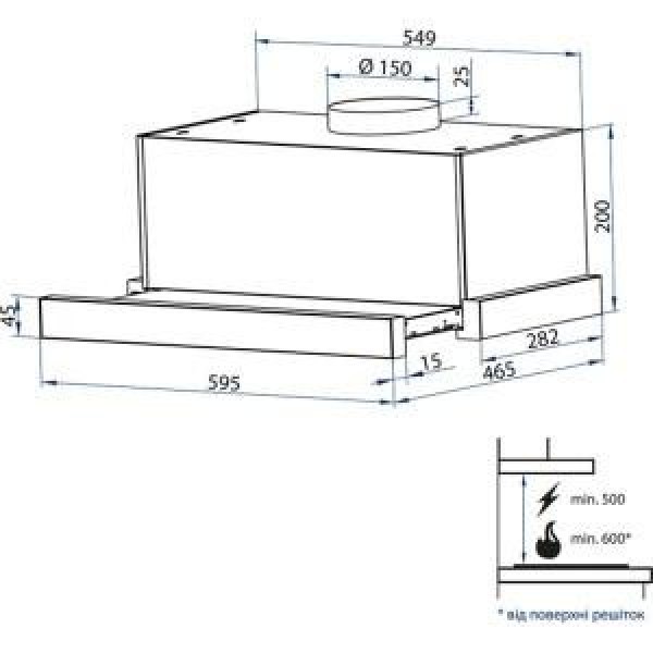 Витяжка телескопічна Minola HTL 6215 BL 700 LED