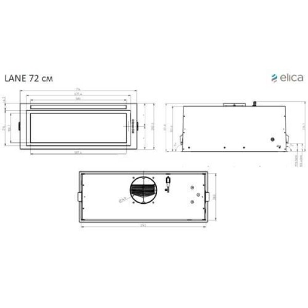 Витяжка вбудована Elica LANE BL MAT/A/72