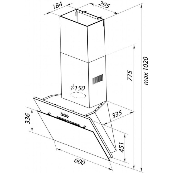 Витяжка похила Pyramida NR-MG 60 (850) M BL