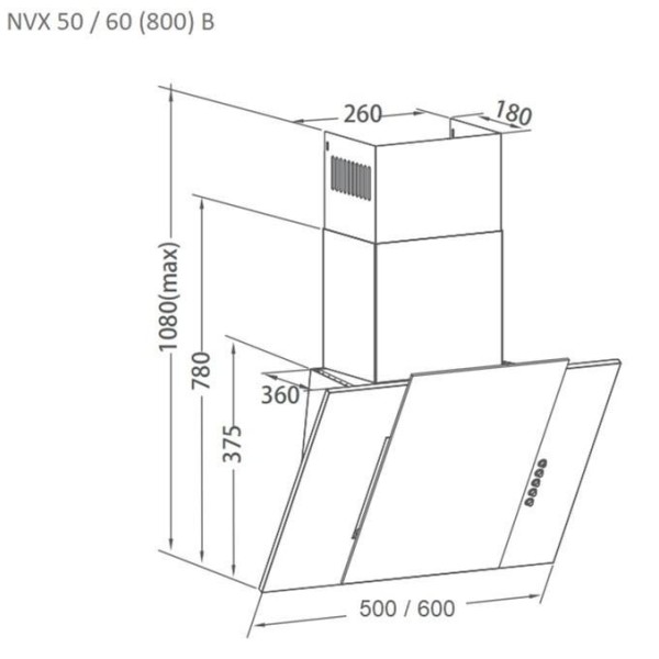 Витяжка похила Pyramida NVX 50 (800) B WH