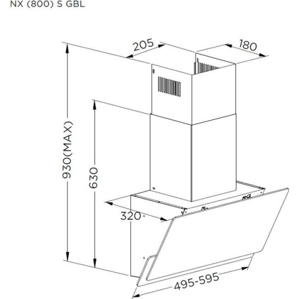 Витяжка похила Pyramida NX 50 (800) S GBL