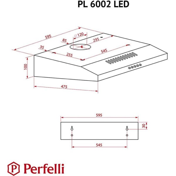 Витяжка пласка Perfelli PL 6002 BL LED