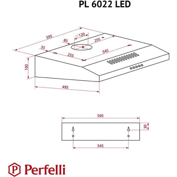 Витяжка пласка Perfelli PL 6022 W LED