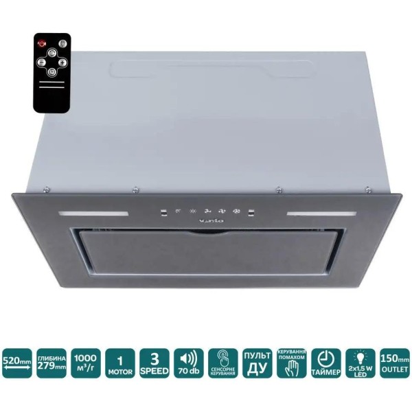 Витяжка вбудована Ventolux PUNTO 520/279 GRS (1000) TRC MS