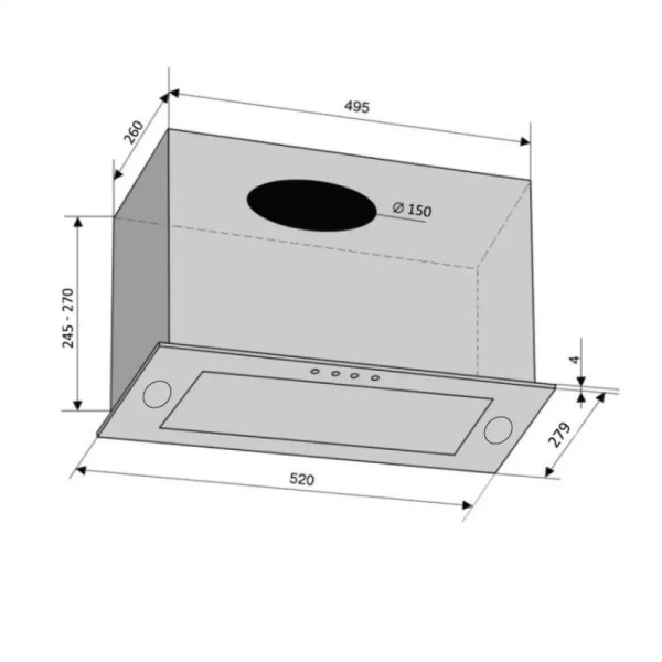 Витяжка вбудована Ventolux PUNTO 520/279 IVG (1000) TRC MS