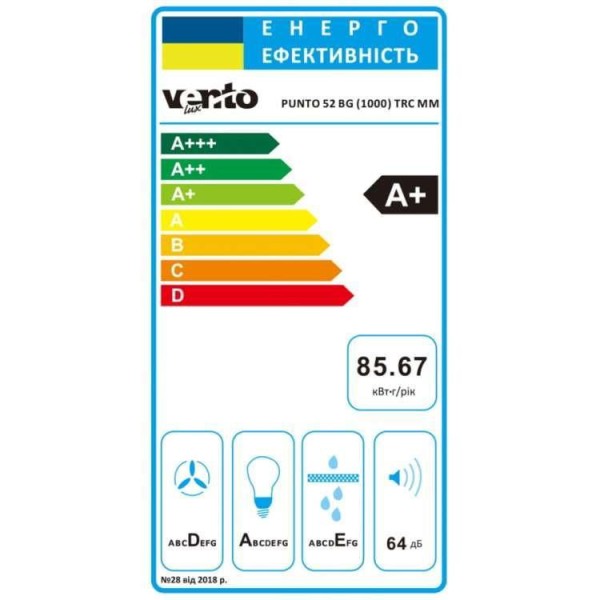 Витяжка вбудована Ventolux PUNTO 52 BG (1000) TRC MM