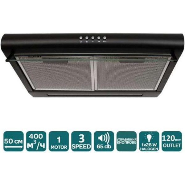 Витяжка пласка Ventolux ROMA 50 BK LUX
