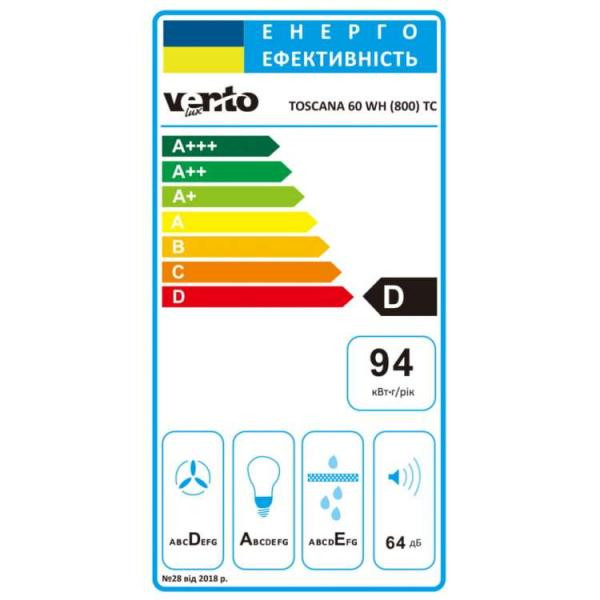 Витяжка похила Ventolux TOSCANA 60 WH (800) TC