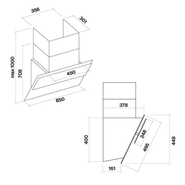 Витяжка похила Falmec VERSO NRS 85 Black (CVXN85.E1P2#ZZZN490F)