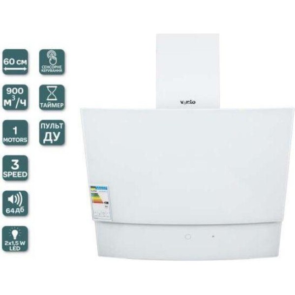 Витяжка похила Ventolux WAVE 60 WH (900) TRC