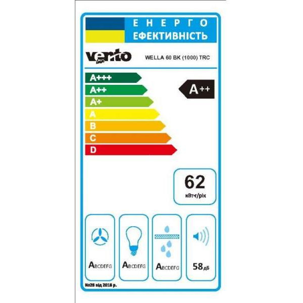 Витяжка похила Ventolux WELLA 60 BK (1000) TRC