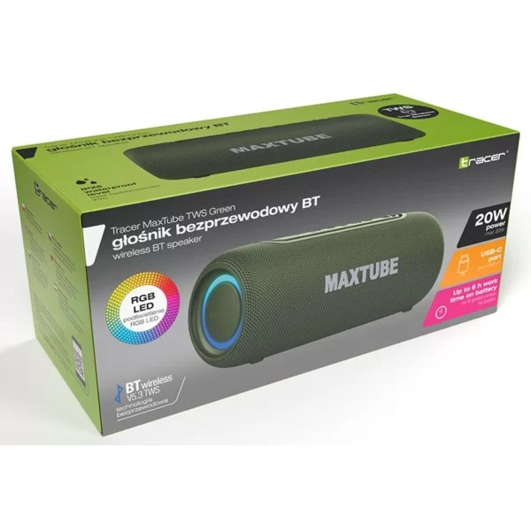 Портативна колонка Tracer MaxTube Green (TRAGLO47359)