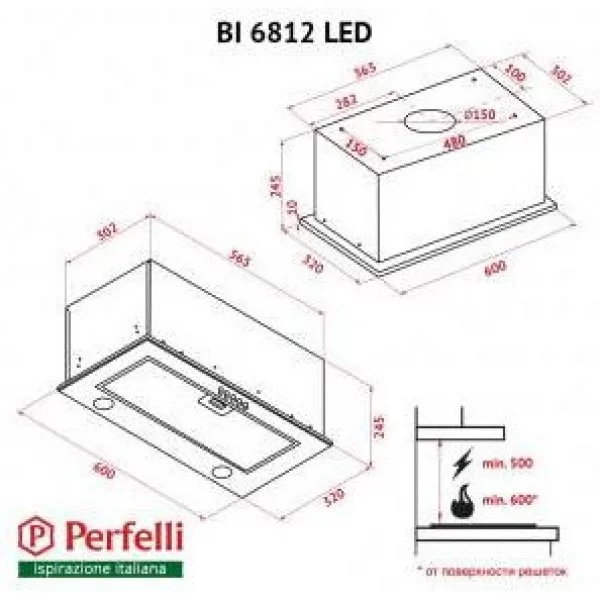Витяжка вбудована Perfelli BI 6812 I LED