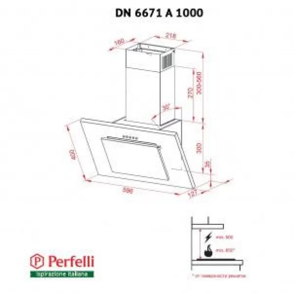Витяжка похила Perfelli DN 6671 A 1000 BL