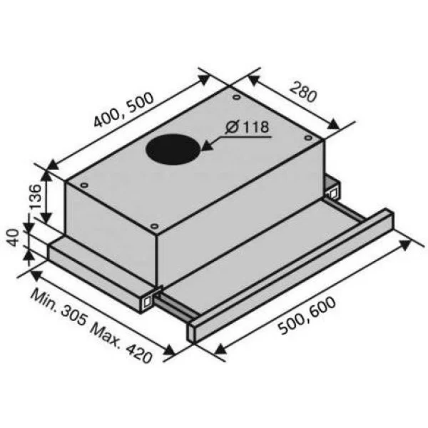 Витяжка телескопічна Ventolux GARDA 60 XBG (750) SMD LED