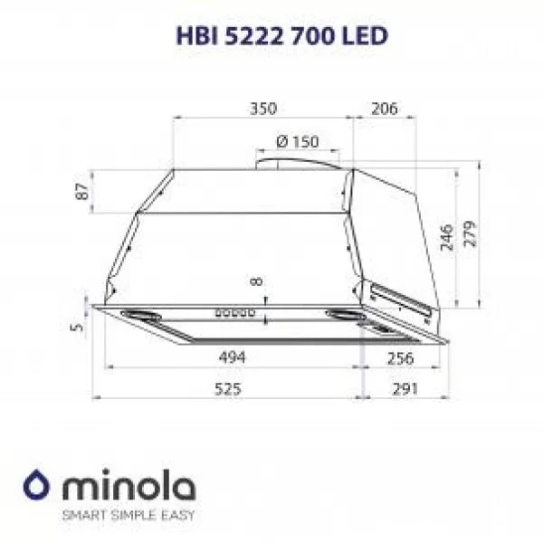 Витяжка вбудована Minola HBI 5222 BLF 700 LED