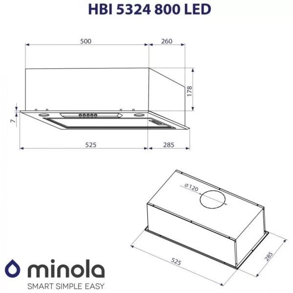 Витяжка вбудована Minola HBI 5324 I 800 LED