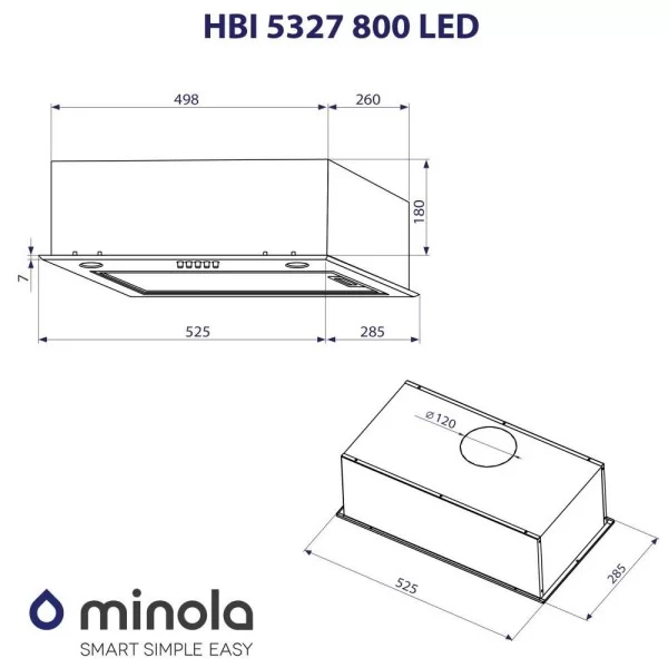 Витяжка вбудована Minola HBI 5327 I 800 LED