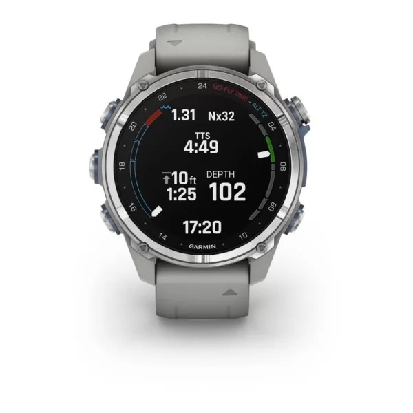 Смарт-годинник Garmin Descent Mk3 43 mm Stainless Steel with Fog Gray Silicone Band (010-02753-04/03)