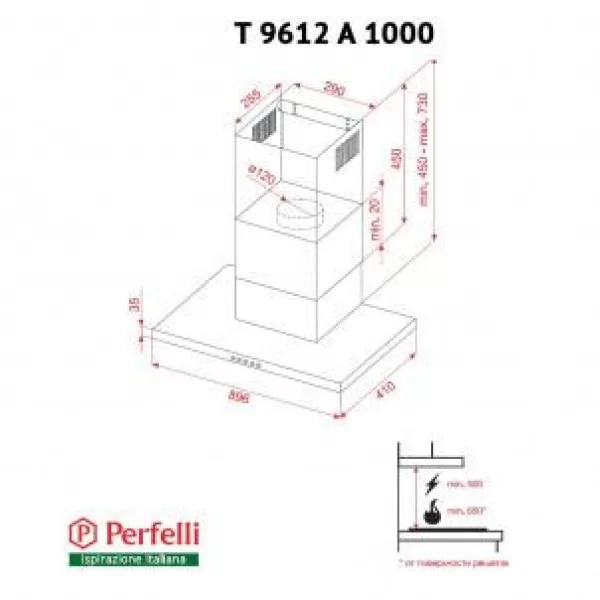 Витяжка Т-подібна Perfelli T 9612 A 1000 IV LED
